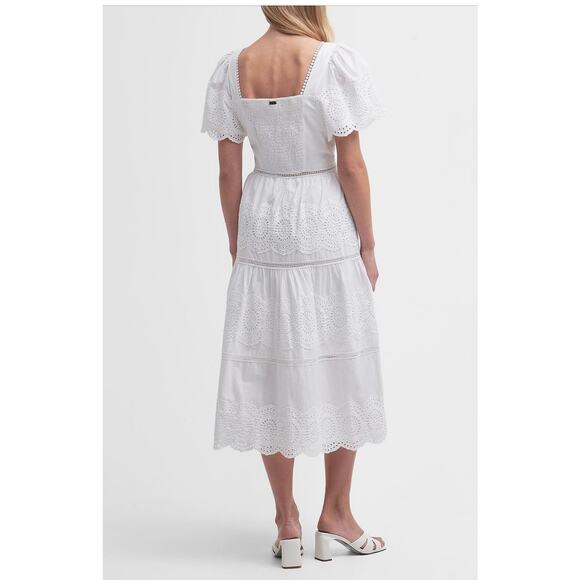 Barbour Joanne Eyelet Embroidered Tiered Cotton Midi Dress (see narrative & pics - Picture 2 of 7
